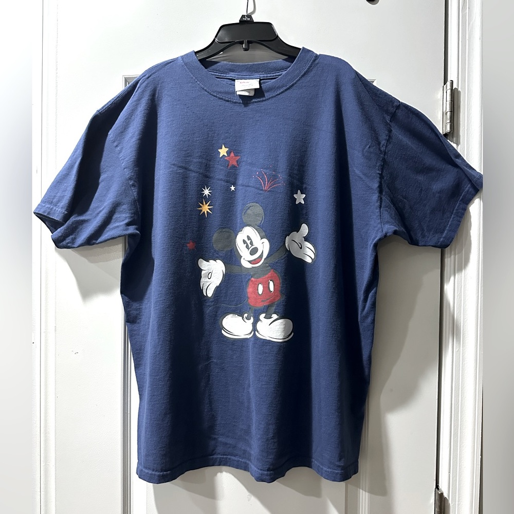 90s Disney Blue Mickey Mouse Short Sleeve Tee - Picture 1 of 7